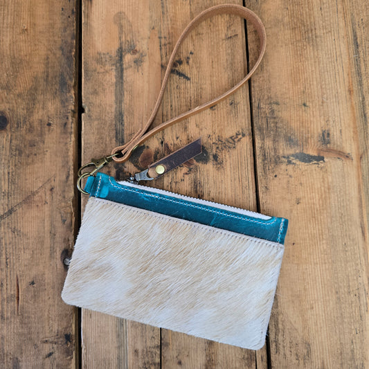 Cowhide Modesto Clutch (Island Blue)