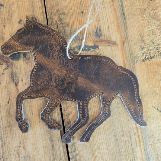 Cowhide Horse Ornament (Rustic Brown)