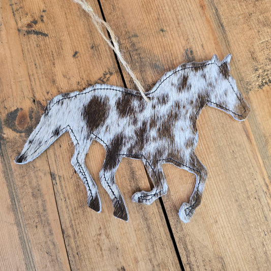 Cowhide Horse Ornament (Rustic Brown)