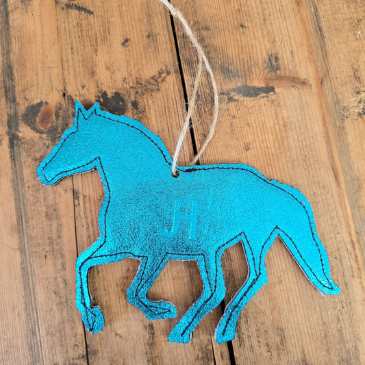 Cowhide Horse Ornament (Metallic Turquoise)