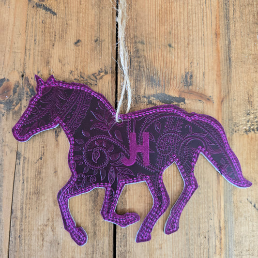 Cowhide Horse Ornament (Magenta Emboss)