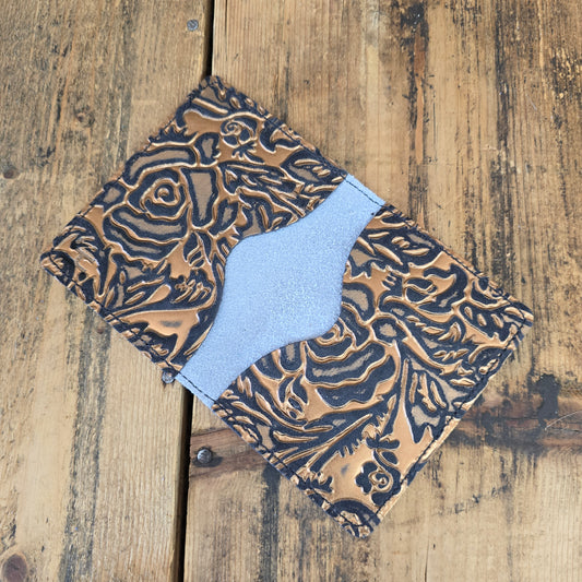 Cowhide Card Holder (Charcoal/Rose Gold Emboss)