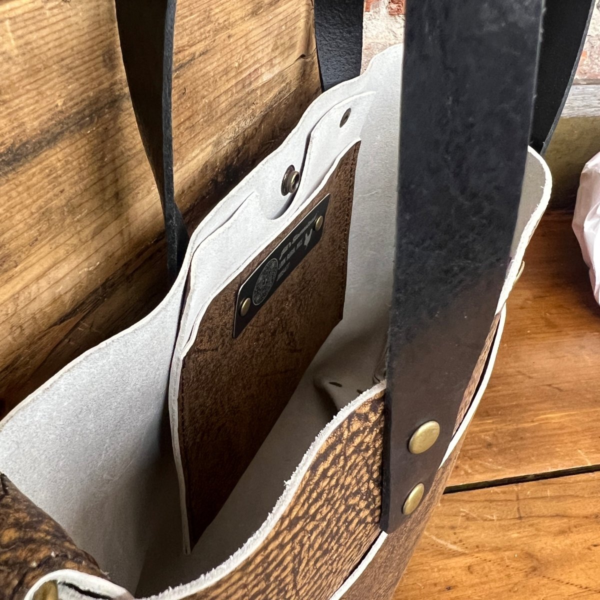 希少品 House hold Small Full Grain Leather tote by Jill's Homestead in Brown