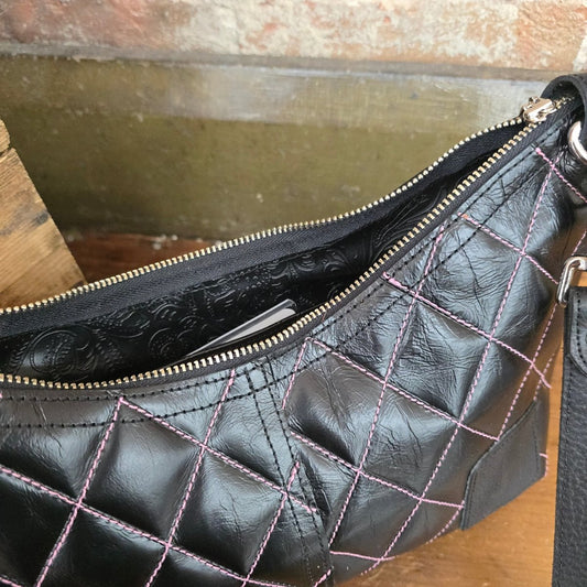 Tapadero - Quilted Black + Pink Stitching - Jill's Homestead