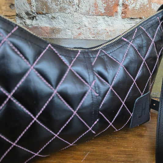 Tapadero - Quilted Black + Pink Stitching - Jill's Homestead