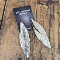 XL Double Feather Earrings - Gold - Jill's Homestead