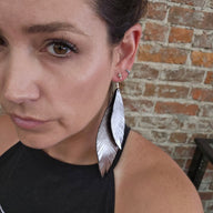 XL Double Feather Earrings - Silver - Jill's Homestead