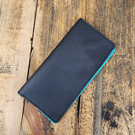 Checkbook Cover - Metallic Turquoise/Black