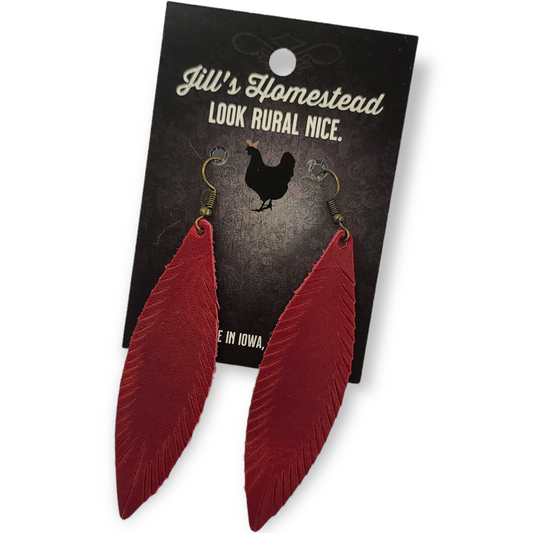 Standard Feather Earrings - Charger Red