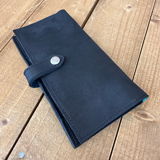 Wallet - Black + Metallic Turquoise