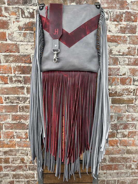 Signature Fringe Dolly - Slate & Charger Red