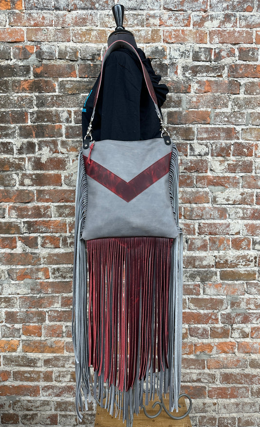 Signature Fringe Dolly - Slate & Charger Red