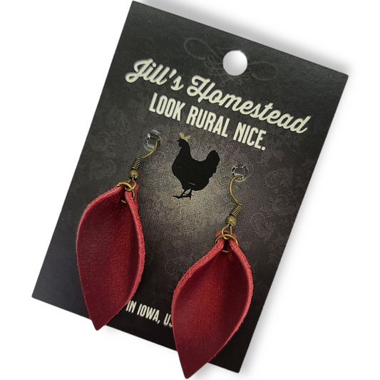 Small Petal Earrings - Charger Red