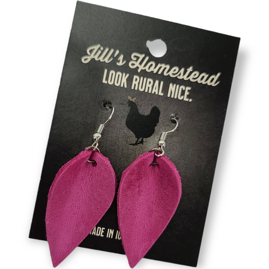Small Petal Earrings - Hot Pink