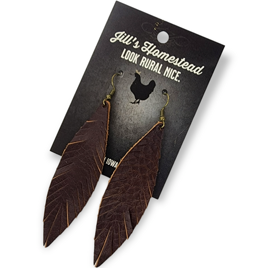 Standard Feather Earrings - Mahogany