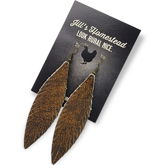 Standard Feather Earrings - Dirty Whiskey
