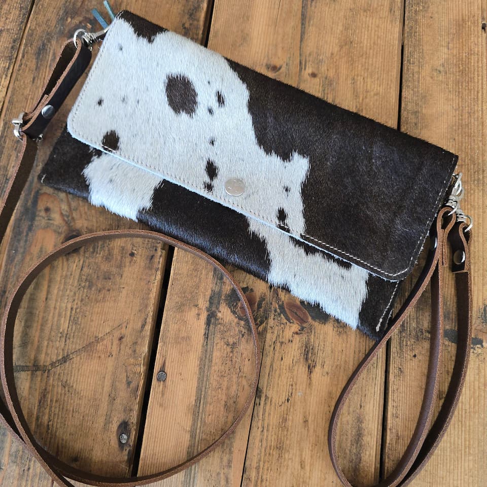 One-of-a-kind cowhide handbag